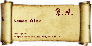 Nemes Alex névjegykártya
